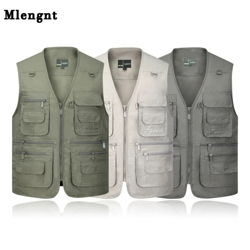 Suvine kiirelt kuivav õhuke paljude taskutega meessoost vest vabaaja klassikaline mitme taskuga sõjaväeroheline fotograaf kottis töövest