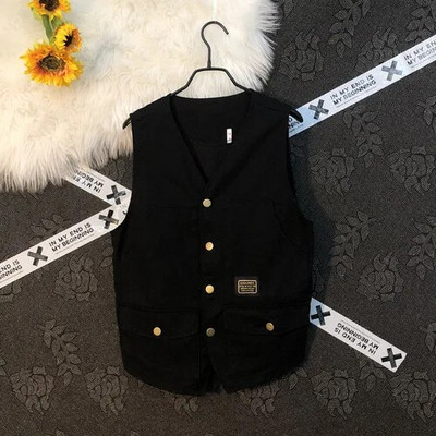 Vestes Vīriešu Vasaras Retro Baggy Japāņu Modes Bezpiedurknēm Dizains High Street Harajuku Teens Visas spēles Ulzangas studenti Populāri