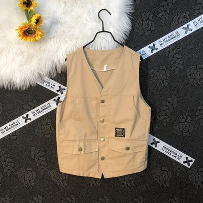 Vestes Vīriešu Vasaras Retro Baggy Japāņu Modes Bezpiedurknēm Dizains High Street Harajuku Teens Visas spēles Ulzangas studenti Populāri