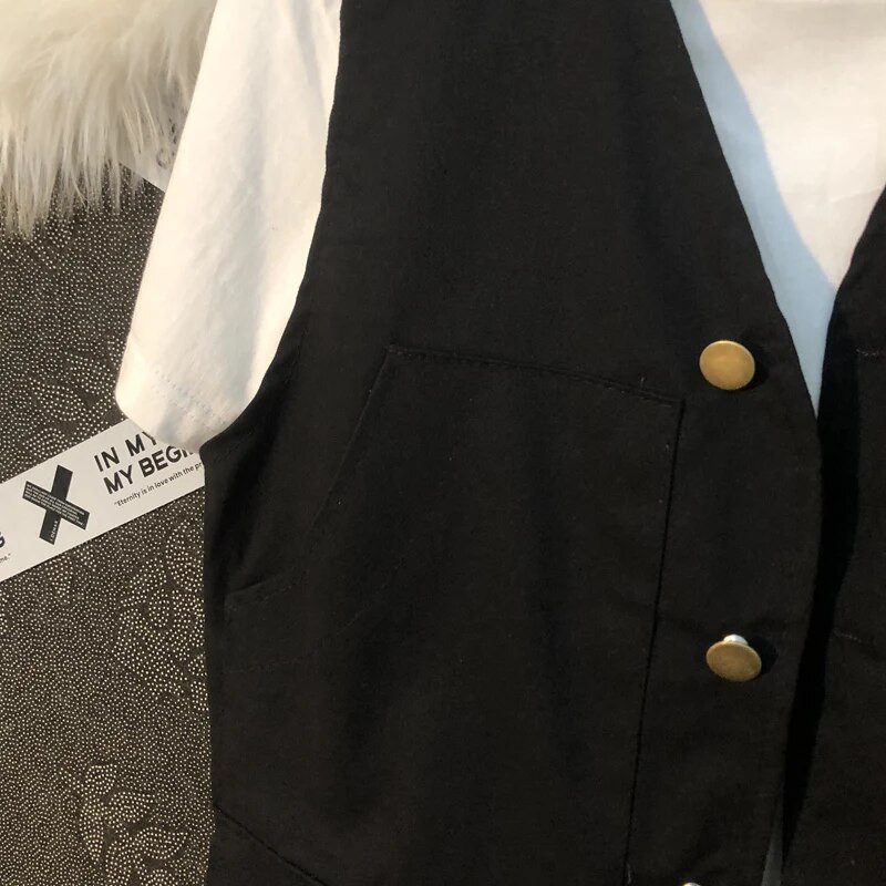 Ανδρικά γιλέκα Καλοκαιρινό ρετρό φαρδύ ιαπωνική μόδα αμάνικο σχέδιο High Street Harajuku Teens All-match Ulzzang Students Δημοφιλή