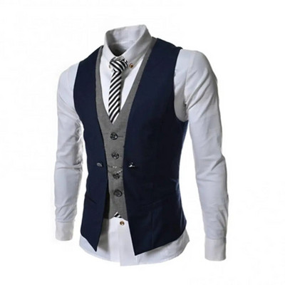 Vyriška liemenė su V kaklu, vienaeilis, plonas vyriškas kostiumas, liemenė Gilet Homme, laisvalaikio berankovė oficialus verslo švarkas chaleco hombre
