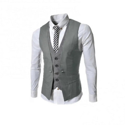 Vyriška liemenė su V kaklu, vienaeilis, plonas vyriškas kostiumas, liemenė Gilet Homme, laisvalaikio berankovė oficialus verslo švarkas chaleco hombre