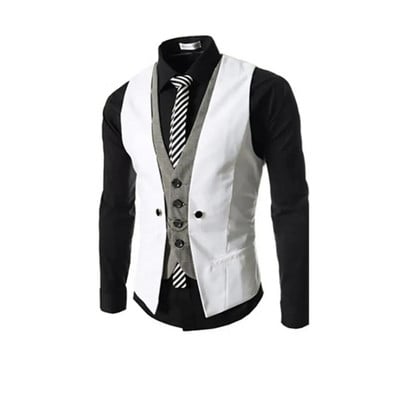 Vyriška liemenė su V kaklu, vienaeilis, plonas vyriškas kostiumas, liemenė Gilet Homme, laisvalaikio berankovė oficialus verslo švarkas chaleco hombre