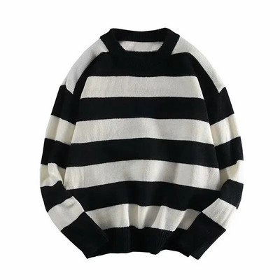 Ανδρικό φθινοπωρινό πουλόβερ Harajuku Casual με λαιμόκοψη Πουλόβερ Street Silm Fit Πλεκτό ανδρικό πουλόβερ σε κορεατικό στυλ