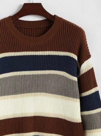 ZAFUL Πλεκτό πουλόβερ για άνδρες Colorblock Μεγάλα ριγέ πουλόβερ Unisex Streetwear πουλόβερ Φθινόπωρο Χειμώνας μακρυμάνικο πουλόβερ