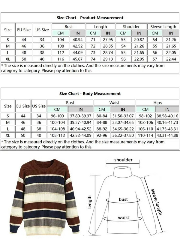 ZAFUL Pleteni pulover za muškarce Colourblock Veliki prugasti pulover Unisex Streetwear Pulover Jesen Zima Džemper dugih rukava