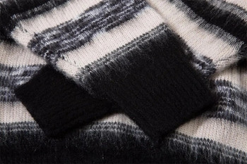 Ежедневни плетени пуловери на райета Пуловер Мъжки Дамски Американски свободни плетени пуловери с кръгло деколте Унисекс Есенни ретро джъмпери Harajuku