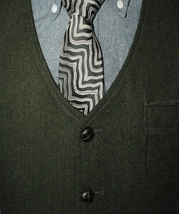 Ανδρικό κοστούμι επίσημο V λαιμόκοκκο μαλλί Tweed Casual γιλέκο Επίσημο επαγγελματικό γιλέκο Groomman για Γάμο Πράσινο/Μαύρο/Καφέ