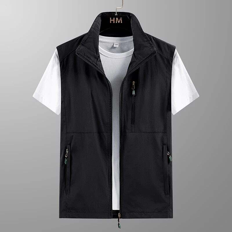 Διχτυωτό ανδρικό γιλέκο 2023 Άνοιξη Καλοκαίρι Ανδρικό αναπνεύσιμο γιλέκο πολλαπλών τσέπης Ανδρικό φαρδύ 7XL γιλέκο πολλές τσέπες Αμάνικο μπουφάν