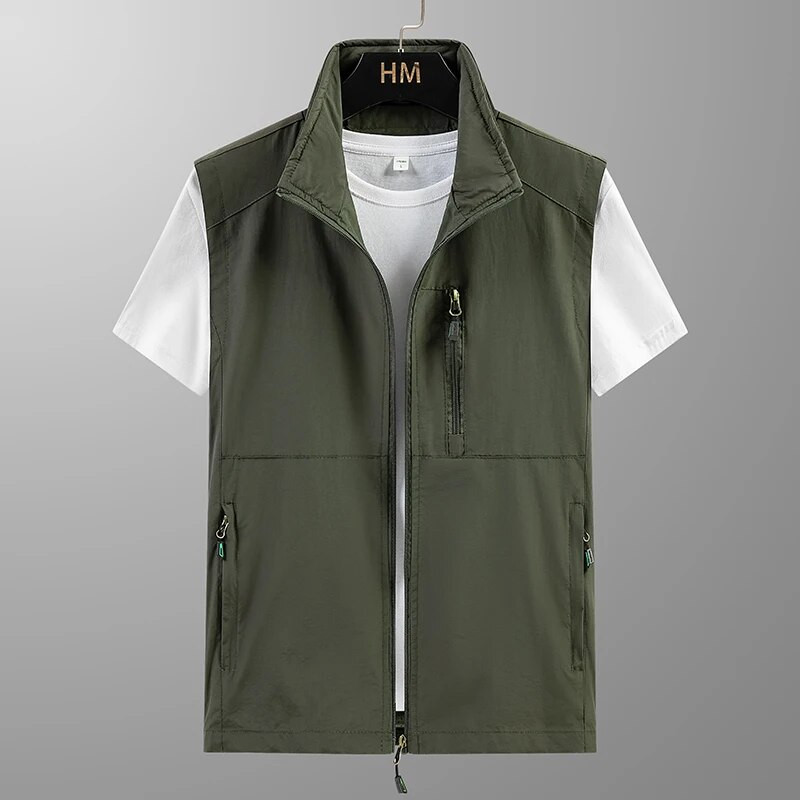 Διχτυωτό ανδρικό γιλέκο 2023 Άνοιξη Καλοκαίρι Ανδρικό αναπνεύσιμο γιλέκο πολλαπλών τσέπης Ανδρικό φαρδύ 7XL γιλέκο πολλές τσέπες Αμάνικο μπουφάν