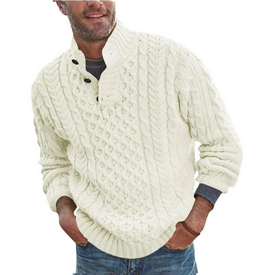 Ριγέ λουλούδι μακρυμάνικο πουλόβερ ανδρικό μονόχρωμο μισό φερμουάρ Φθινοπωρινά χειμερινά ρούχα Απλό λεπτό πουλόβερ για ανδρική μόδα