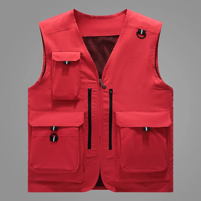 Modes vairākas kabatas veste jaka vīriešiem āra makšķerēšana sporta vestes veste Vīriešu vasaras kravas bezpiedurkņu jaka veste virsdrēbes