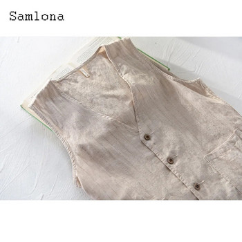 Ανδρικό γιλέκο αναψυχής μόδας Plus Size Ρούχα 2021 Μονό στήθος κοντομάνικο casual ανδρικό λινό πουκάμισο Homme 3XL