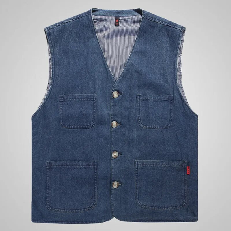 Nauja vyriška kostiumo liemenė Džinsinė mėlyna liemenė Liemenė Vyrui su daug kišenėmis Verslo laisvalaikio kostiumo liemenė Vyriški vestuviniai drabužiai