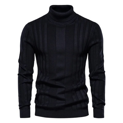 Talvine meeste kaelusega kampsun vabaaja Slim Fit Basic kõrge kraega silmkoeline pullover Meeste elastne soe kampsun, meeste pullover