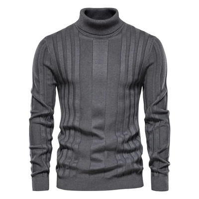 Talvine meeste kaelusega kampsun vabaaja Slim Fit Basic kõrge kraega silmkoeline pullover Meeste elastne soe kampsun, meeste pullover