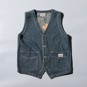 Retro Denim Vest Meeste Varrukateta Cargo Harajuku Stiilis Tööriistad Jean jakk Kauboi Mood Wasitcoat Meeste riided