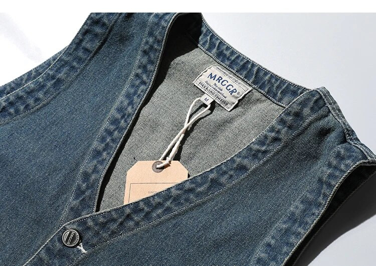 Retro Denim Vest Meeste Varrukateta Cargo Harajuku Stiilis Tööriistad Jean jakk Kauboi Mood Wasitcoat Meeste riided