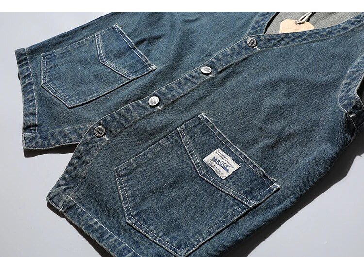 Retro Denim Vest Meeste Varrukateta Cargo Harajuku Stiilis Tööriistad Jean jakk Kauboi Mood Wasitcoat Meeste riided