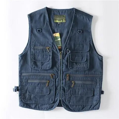 Ανδρικό γιλέκο φορτίου με βαμβακερό γιλέκο πολλαπλών τσέπης Νέο καλοκαιρινό ανδρικό περιστασιακό αμάνικο γιλέκο Στρατιωτικό αμάνικο μπουφάν παλτό Plus Size