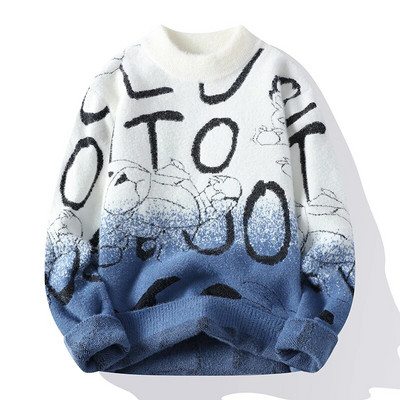 Νέο Ανδρικό Πλεκτό Πλεκτό Πουλόβερ Μόδα Άνετα Ζεστά, Casual Slim Top Ανδρικά Ρούχα