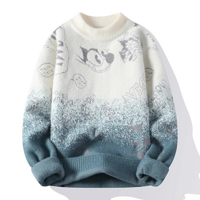 Νέο Ανδρικό Πλεκτό Πλεκτό Πουλόβερ Μόδα Άνετα Ζεστά, Casual Slim Top Ανδρικά Ρούχα