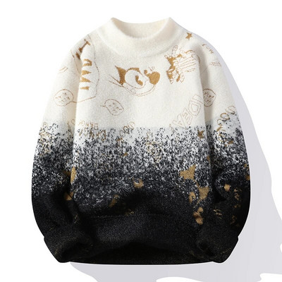 Νέο Ανδρικό Πλεκτό Πλεκτό Πουλόβερ Μόδα Άνετα Ζεστά, Casual Slim Top Ανδρικά Ρούχα