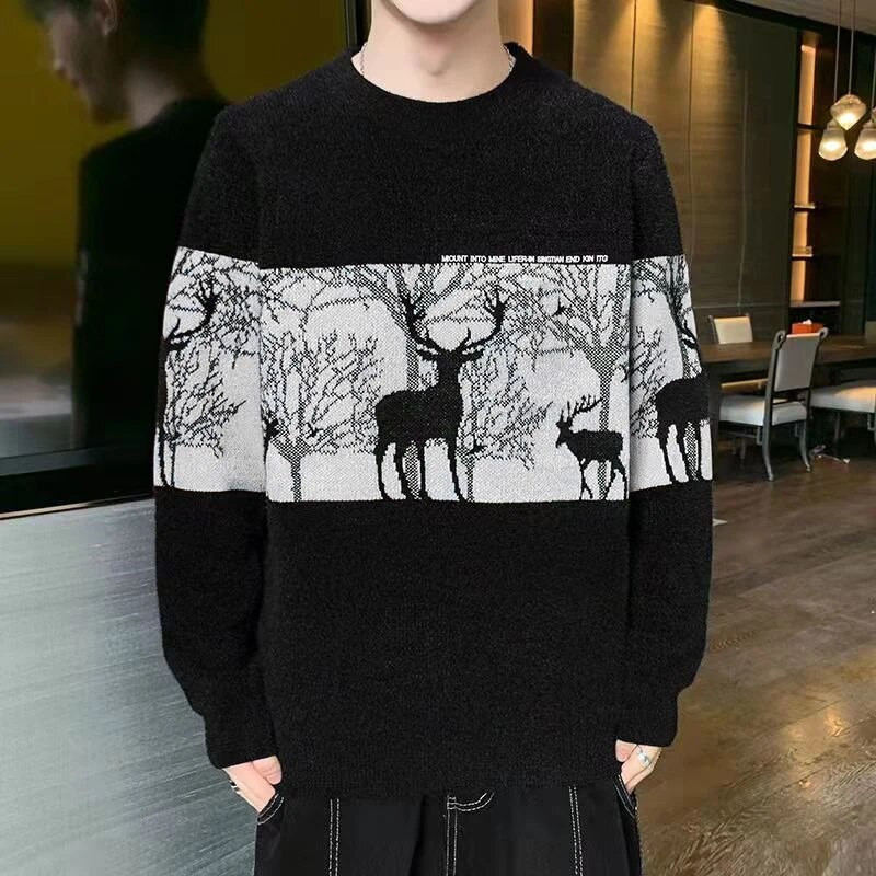 Νέο Ανδρικό Πλεκτό Πλεκτό Πουλόβερ Μόδα Άνετα Ζεστά, Casual Slim Top Ανδρικά Ρούχα