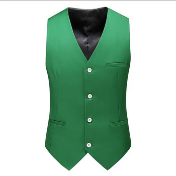 Μεγάλο μέγεθος 6XL ανδρικό επίσημο κοστούμι με μονό στήθος Γιλέκο Μαύρο Πράσινο Καθαρό Χρώμα Μπάλα Γάμου Επιχειρηματικό Γιλέκο Φόρεμα Social Party