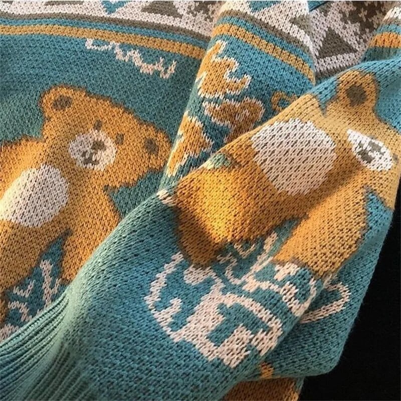 Ανδρικό πουλόβερ Casual πουλόβερ Ανδρικά ρούχα Vintage πουλόβερ με ζιβάγκο Cute Bear Casual Δωρεάν αποστολή Ανδρικά ρούχα