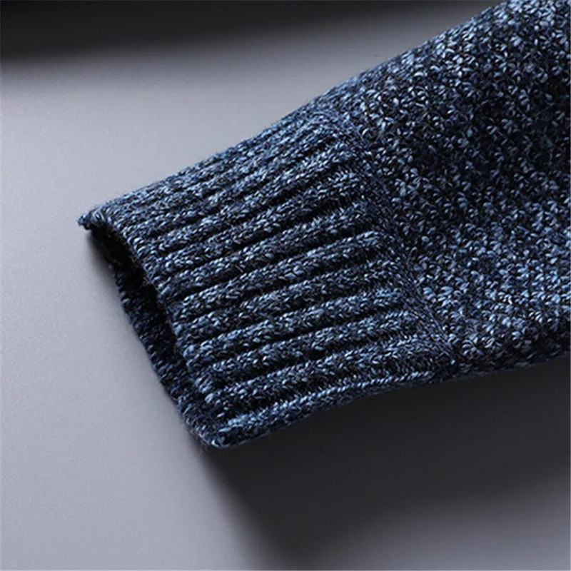 Uus 2024. aasta meeste kaelusega kampsun, vabaaja õhukesed fliisist pulloverid, meeste poollukuga, talvepaks, soe silmkoeline kudum, ülisuur