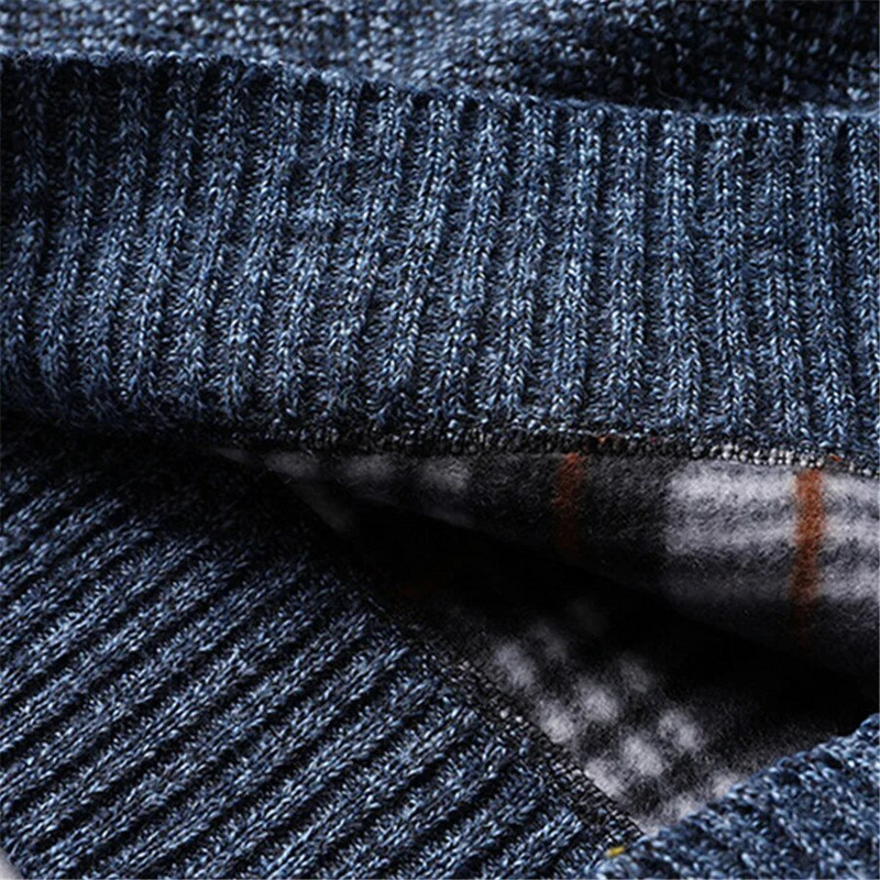 Uus 2024. aasta meeste kaelusega kampsun, vabaaja õhukesed fliisist pulloverid, meeste poollukuga, talvepaks, soe silmkoeline kudum, ülisuur