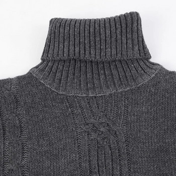 Нов мъжки жакардов плътен топъл пуловер Пуловер Oversize Водолазка Пуловери