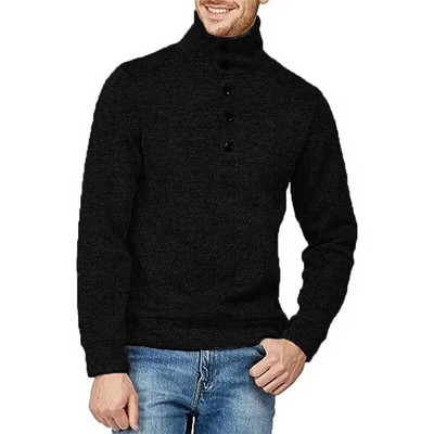 Φθινοπωρινό μισό ζιβάγκο Ζεστό μονόχρωμο πουλόβερ Ανδρικό πουλόβερ χειμωνιάτικο λεπτό πουλόβερ Ανδρικό πουκάμισο με κουμπιά στο κάτω μέρος