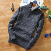 Sügistalvine Meeste kampsun Fliisist Pullover Mood Paksem pool Tõmblukuga Turtleneck Soe Kootud Kampsunid Meeste Slim Fit Pullover