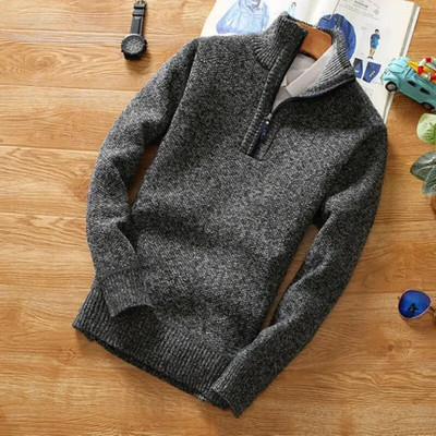 Sügistalvine Meeste kampsun Fliisist Pullover Mood Paksem pool Tõmblukuga Turtleneck Soe Kootud Kampsunid Meeste Slim Fit Pullover