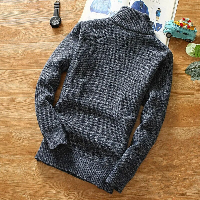 Sügistalvine Meeste kampsun Fliisist Pullover Mood Paksem pool Tõmblukuga Turtleneck Soe Kootud Kampsunid Meeste Slim Fit Pullover