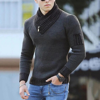Корейска мода Есен Мъжки ежедневен пуловер в ретро стил Вълнена водолазка Oversize 2023 Зимни мъжки топли памучни пуловери Пуловери