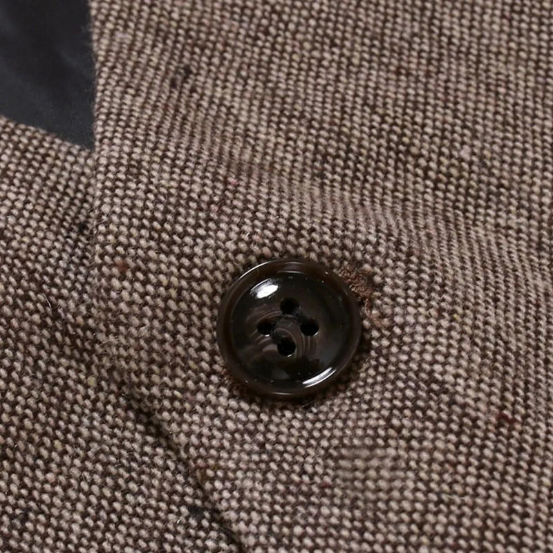 Vyriškas S laisvalaikio retro kostiumo liemenė su viena eilute Aptakios ir stilingos odinės kostiumo liemenės, lengvos