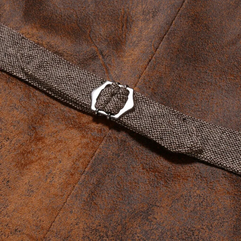 Vyriškas S laisvalaikio retro kostiumo liemenė su viena eilute Aptakios ir stilingos odinės kostiumo liemenės, lengvos