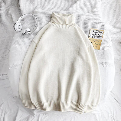 Talvised soojad meeste kaelusega kampsunid ühevärvilised Korea meeste vabaaja kudujad pulloverid 2024 Harajuku meeste M-3Xl pehmed