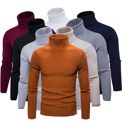 High Neck Thick Winter Warm Sweater Men Turtleneck Pullover Mens Sweaters Slim Fit Pullovers Men Knitwear Male Tops