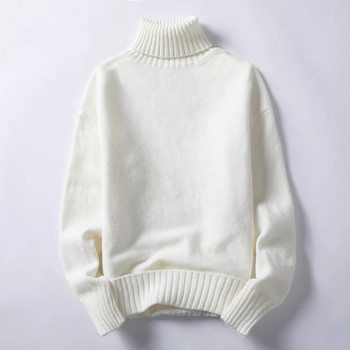 Нов пуловер с висока яка Мъжки плетен пуловер Пуловер Долна риза Мъжки пуловери 2023 Ежедневни едноцветни мъжки пуловери с висока яка