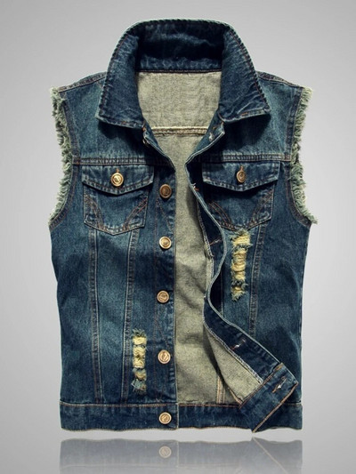 Uus meeste teksariidest vest rebenenud teksa jope mantlid vest jakk Meeste varrukateta jakk, suur suurus 6XL
