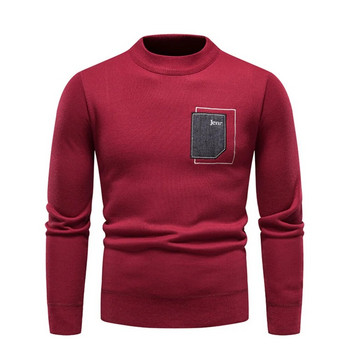 2023 Есен Зима Нови мъжки пуловери с висока яка с висока яка Мъжка модна едноцветна плътна и топла долна риза Мъжки ежедневни дрехи