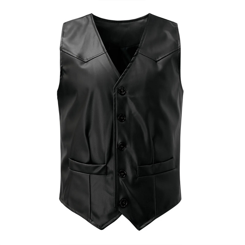 Meeste punkarnahast vest V-kaelusega kalapüügi mootorratta jope, üherealine vest, kostüüm, varrukateta, õhukesed talvemantlid