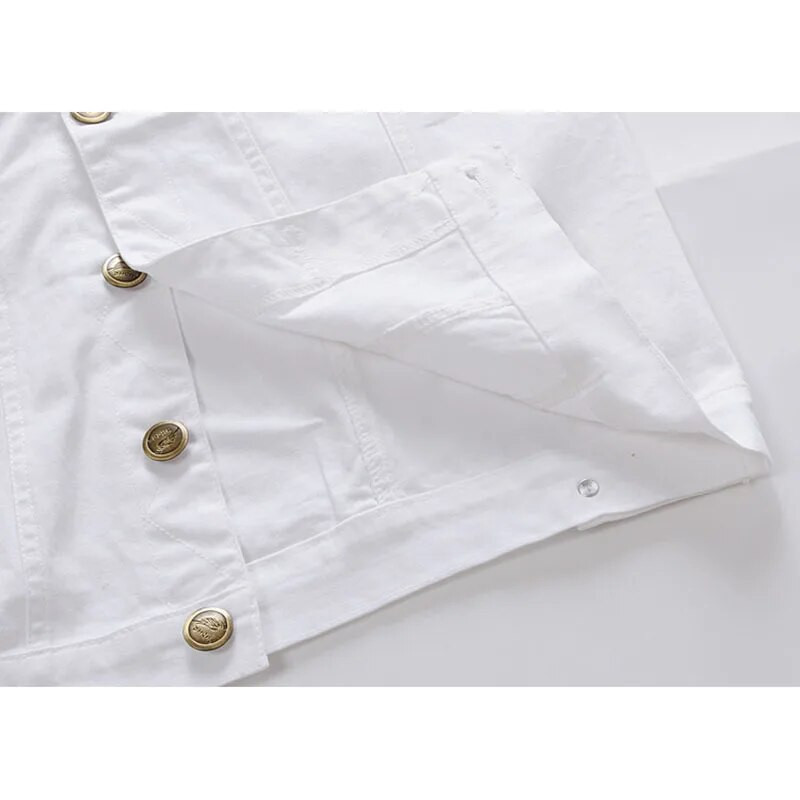 Nauja vyriška džinsinė liemenė balta laisvalaikio striukė be rankovių, negabaritinių 4XL gatvės apranga Retro skylė skalbta kaubojiška liemenė vyriški drabužiai A3F806