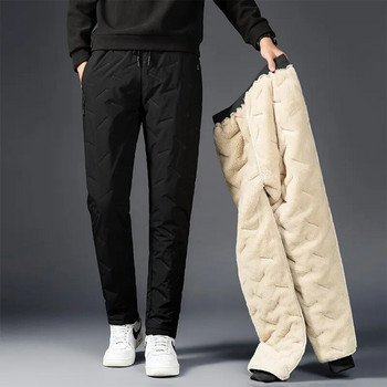 Зимни топли удебелени спортни панталони от агнешка вълна Мъжки модни джогинг водоустойчиви ежедневни панталони Мъжки плюс поларени панталони с големи размери
