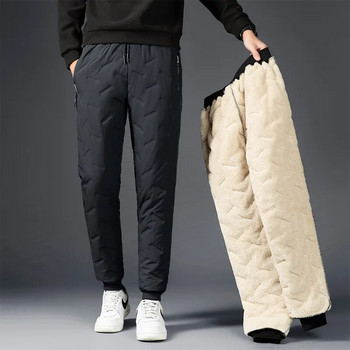 Зимни топли удебелени спортни панталони от агнешка вълна Мъжки модни джогинг водоустойчиви ежедневни панталони Мъжки плюс поларени панталони с големи размери