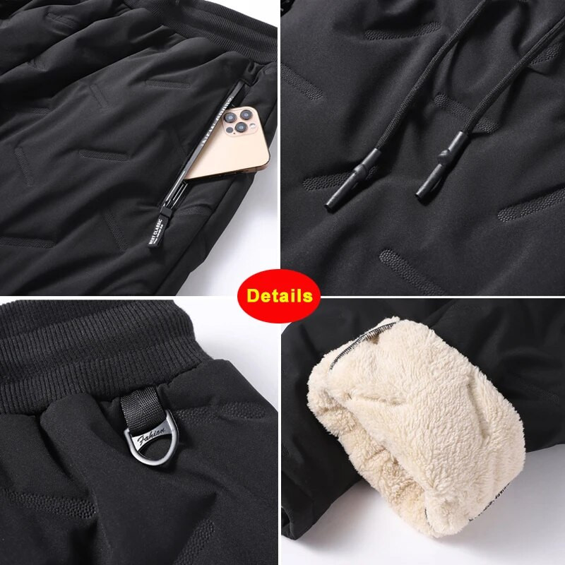 Winter Lambswool Warm Thicken Sweatpants Ανδρικά Μόδα Joggers Αδιάβροχο Casual Παντελόνι Ανδρικό Plus Fleece OverSize Παντελόνι